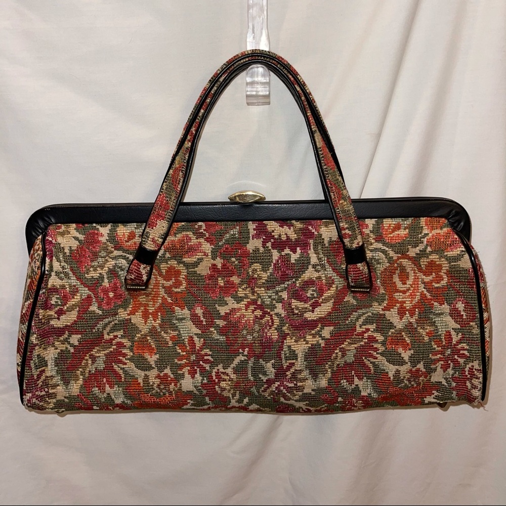 Vintage Flower Tapestry Carpet Bag Purse Handbag